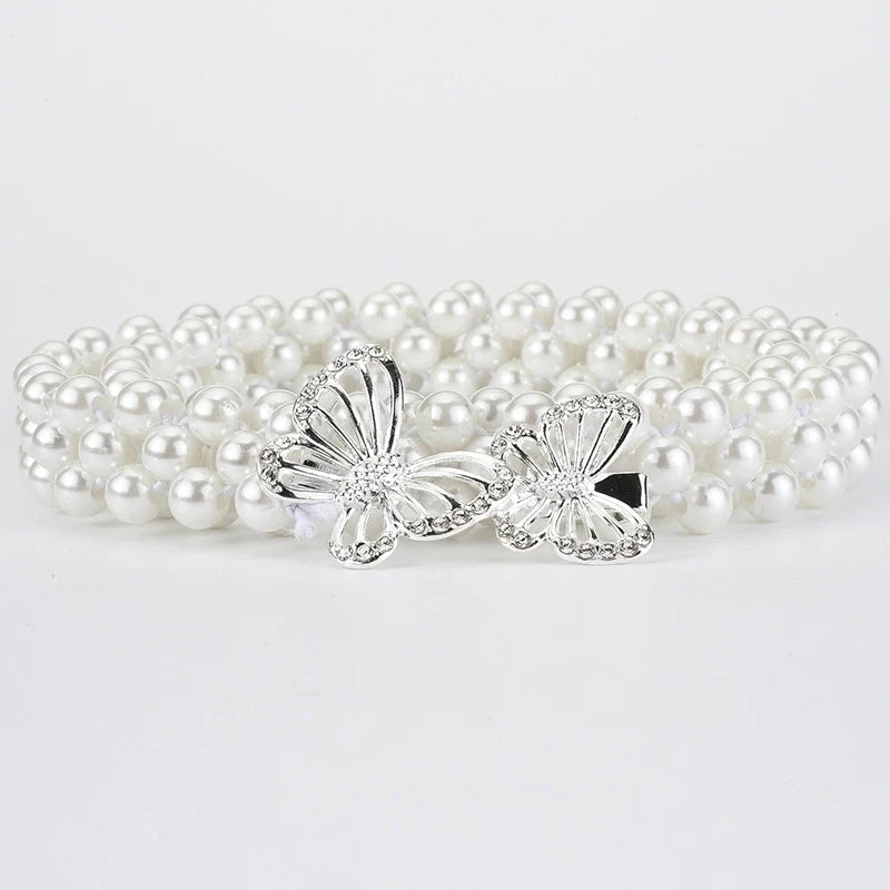 Elegant Round Pearl Butterfly Belt