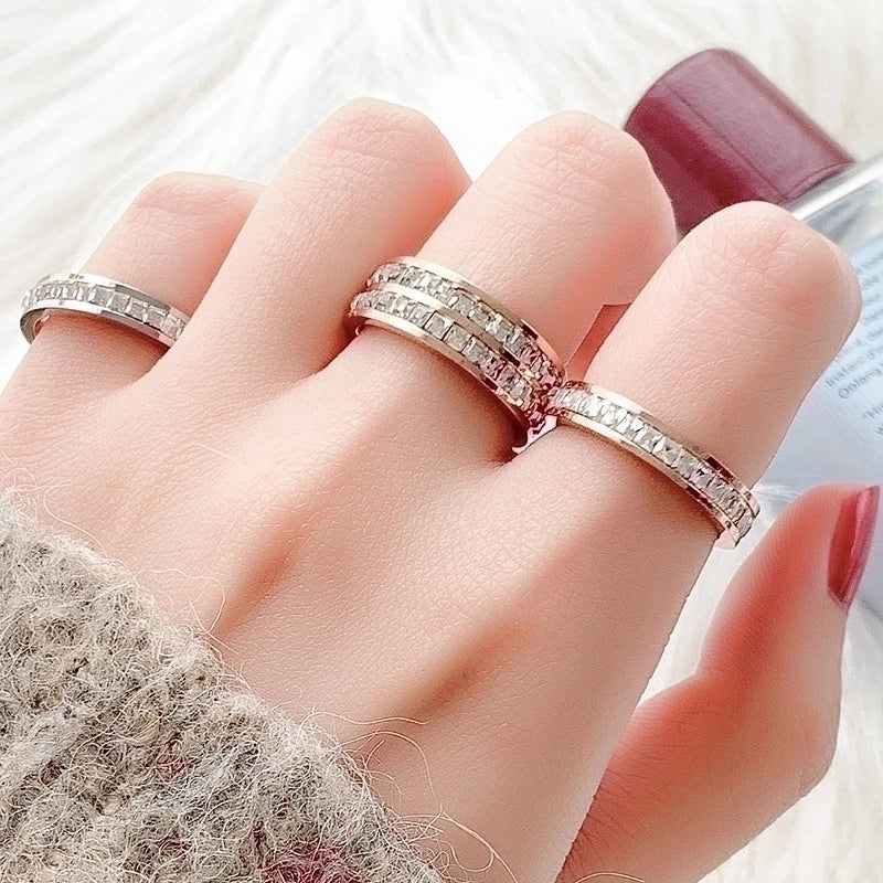 Halo Geometry Single Row Rhinestone Ring