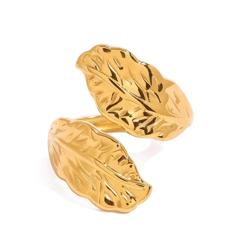 Eclipse Leave Gold Plated Open Ring