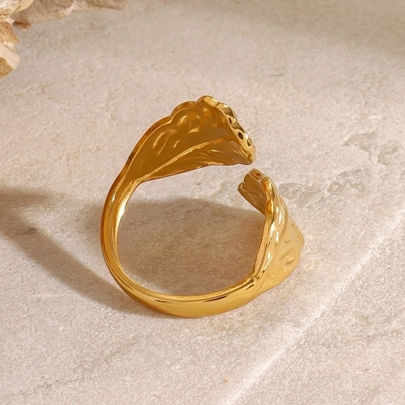 Eclipse Leave Gold Plated Open Ring