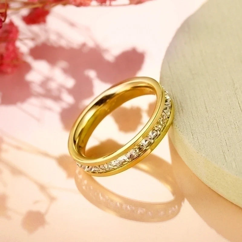 Halo Geometry Single Row Rhinestone Ring