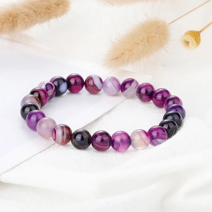 Purple Agate Natural Stone Beaded Bracelets