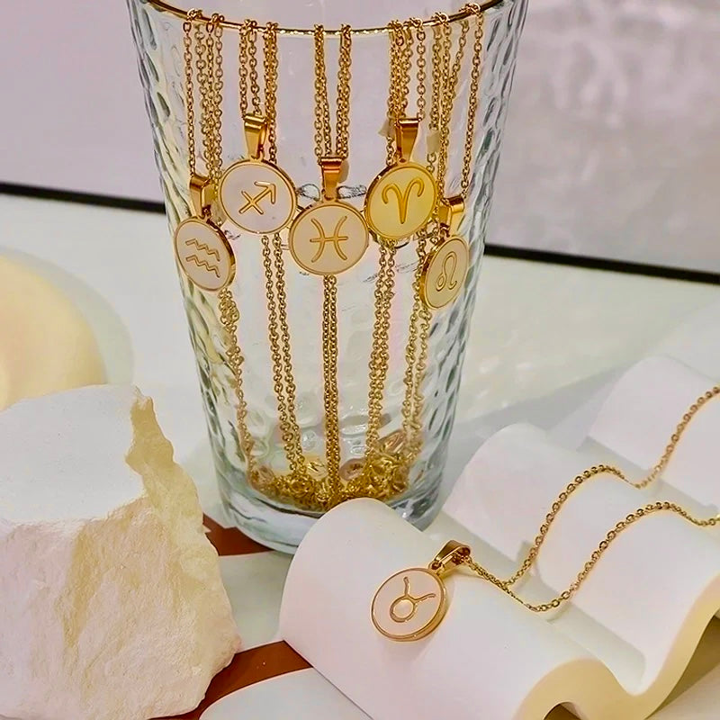 Celestia Zodiac Pendant Necklace 18k Gold Plated