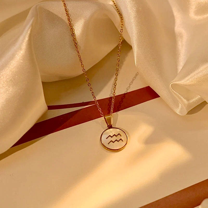 Celestia Zodiac Pendant Necklace 18k Gold Plated