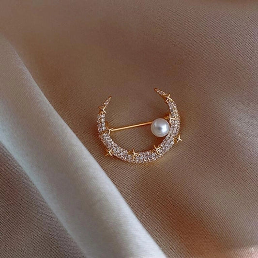 Half Moon & Stars, Alloy Plating Women’s Brooch