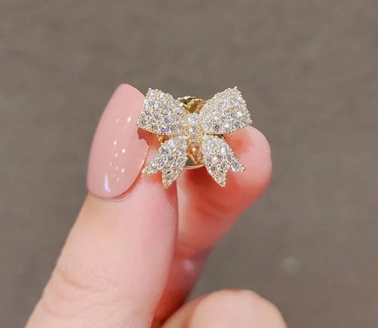 Bow Rhinestone Pin Brooch