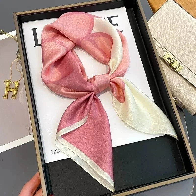 Sweet Minimalist Color Block Satin-Print Silk Scarf