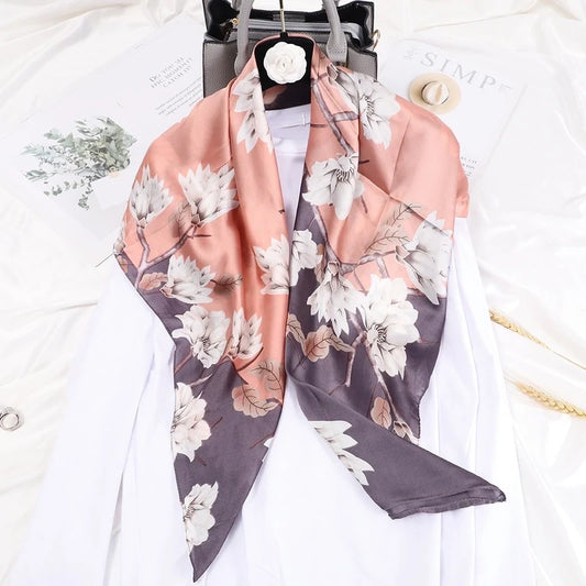Floral Satin‑Silk Scarf