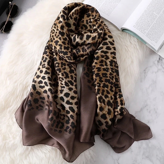 Floral Tie & Dye Print Satin Silk Scarf