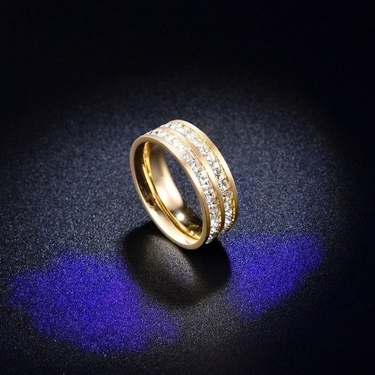 Halo Geometry Double Row Rhinestone Ring