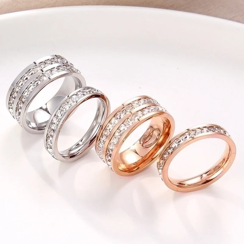Halo Geometry Double Row Rhinestone Ring