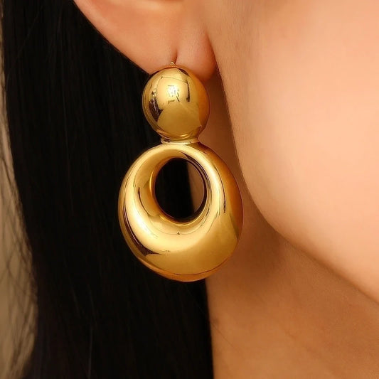 Crystal Axis 18k Real Gold Plated Drop Earrings