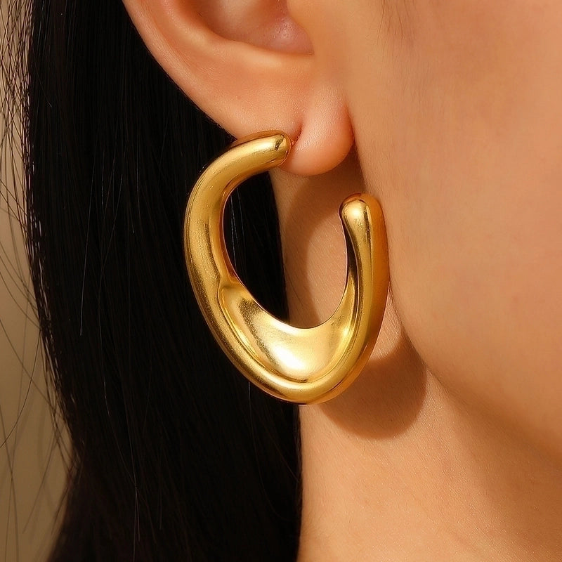 Aurum 18k Real Gold Plated U Shaped Drop Earrings