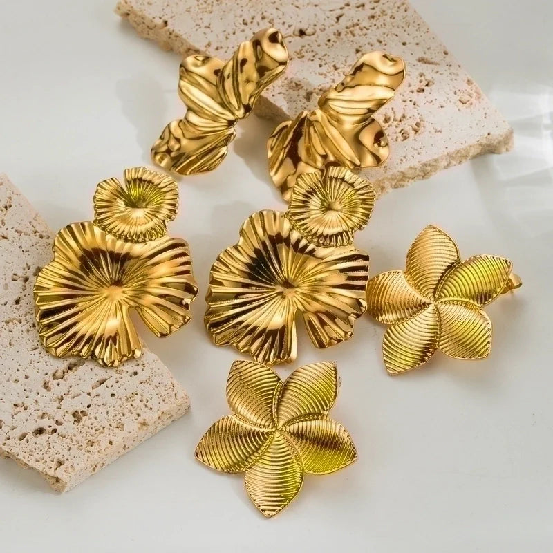 18k Gold Plated Fleur Drop Earrings