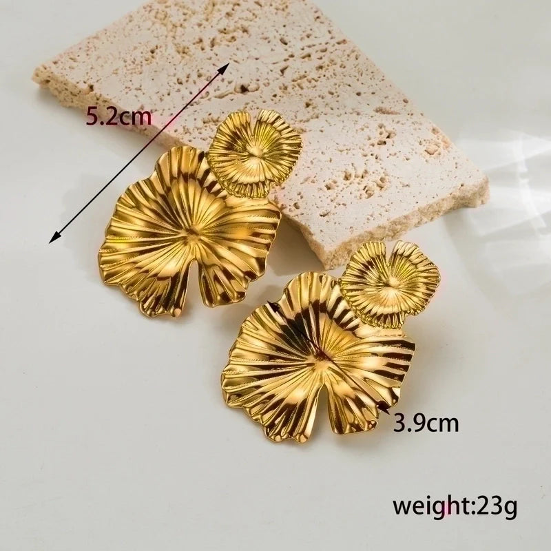 18k Gold Plated Retro Fleur Drop Earrings