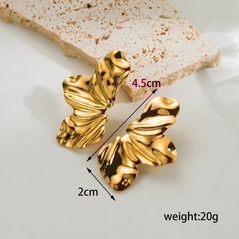 18k Gold Plated Half Fleur Drop Earrings