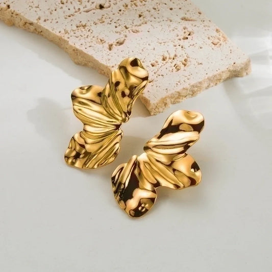 18k Gold Plated Half Fleur Drop Earrings