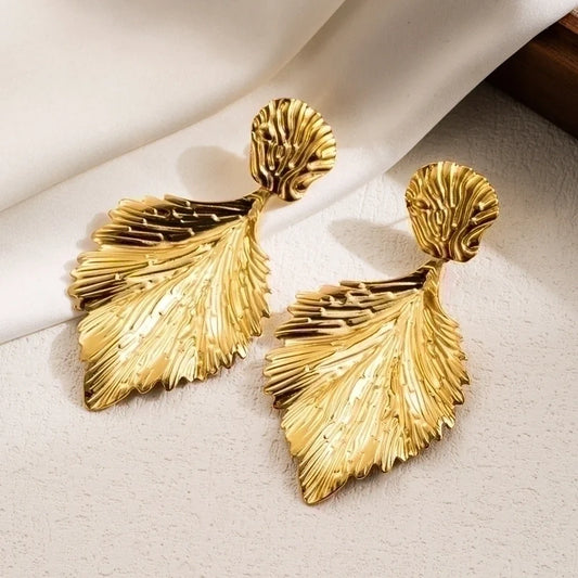 Leaf Fleur 18k Gold Plated Drop Earrings