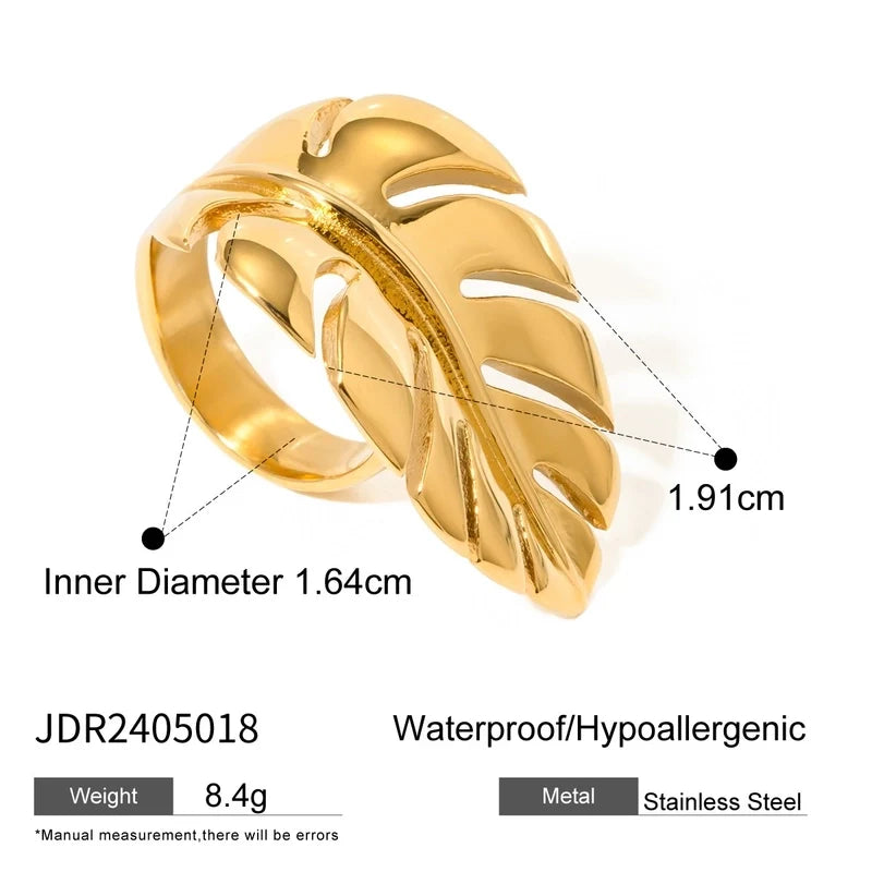 18k Gold Plated Spiral Leave Ring