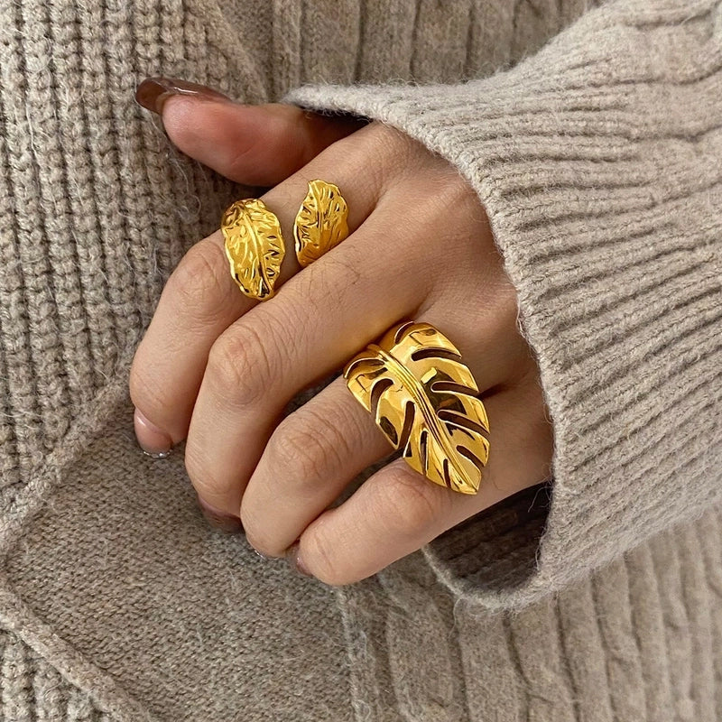 18k Gold Plated Spiral Leave Ring