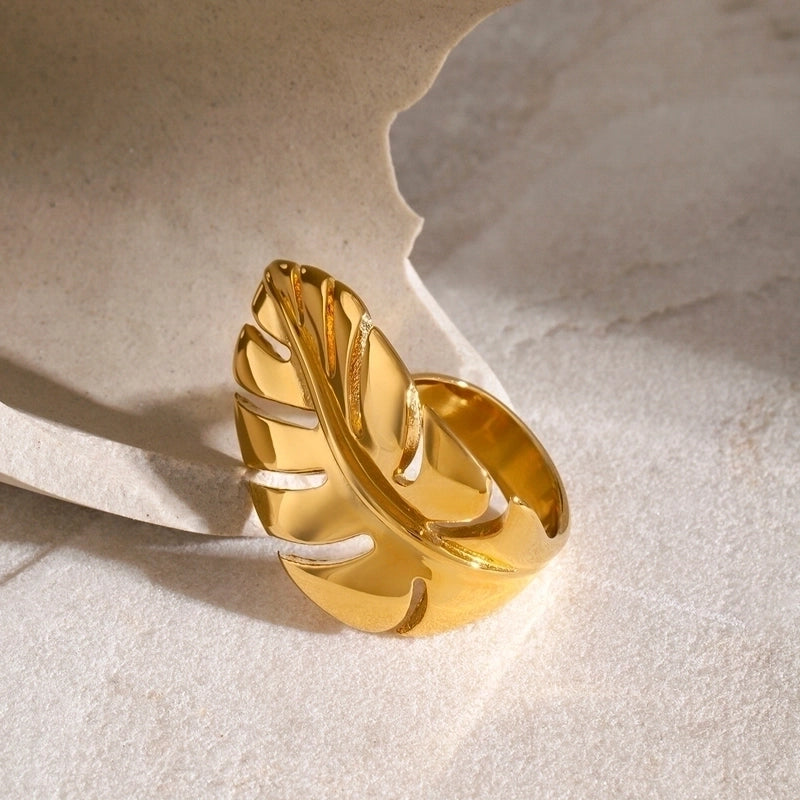 18k Gold Plated Spiral Leave Ring