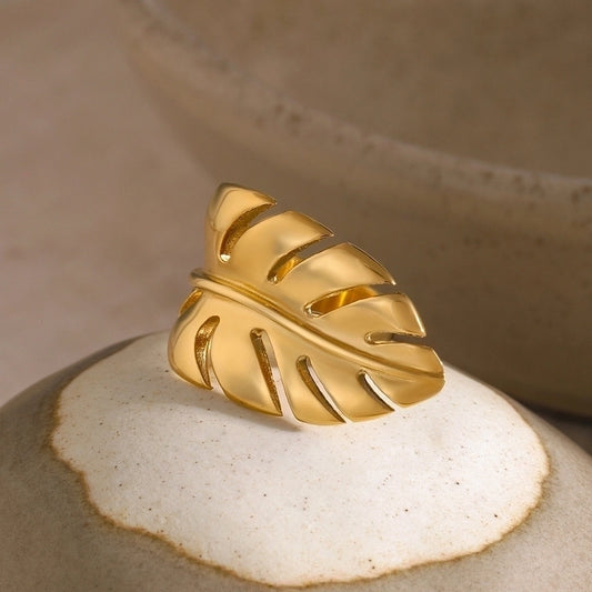 18k Gold Plated Spiral Leave Ring