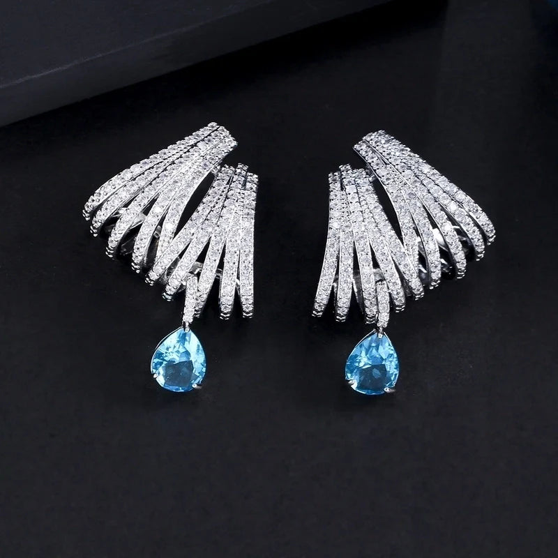 Lumière Drop White Gold Plated Earrings
