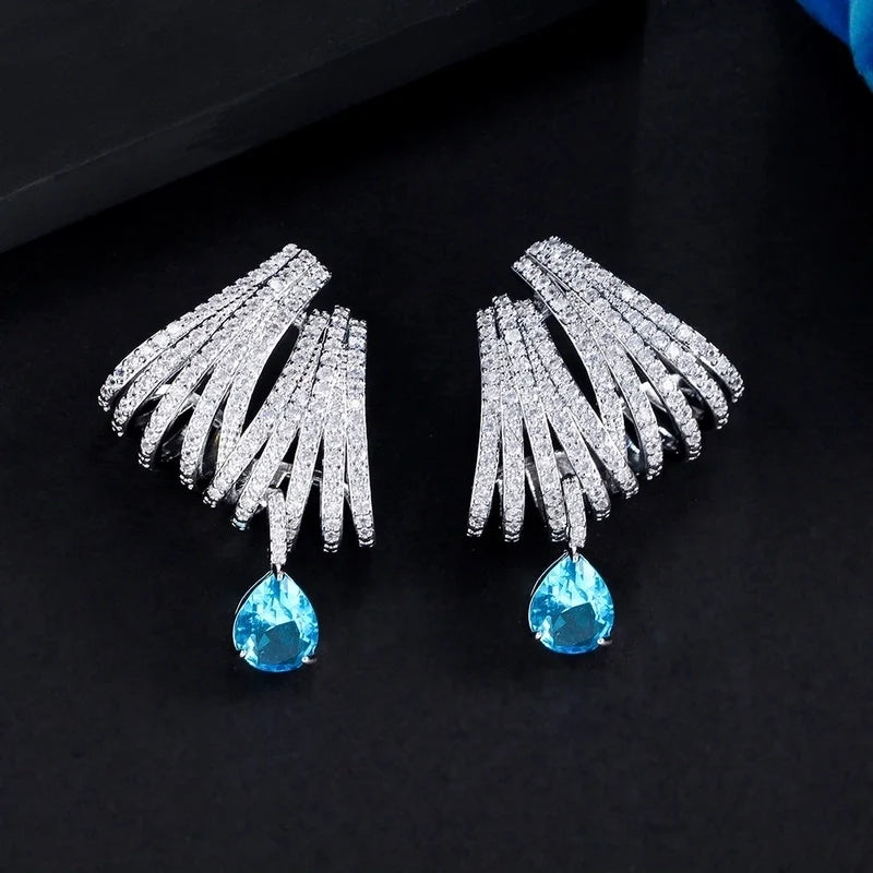 Lumière Drop White Gold Plated Earrings