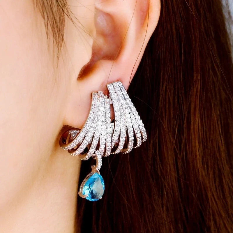 Lumière Drop White Gold Plated Earrings