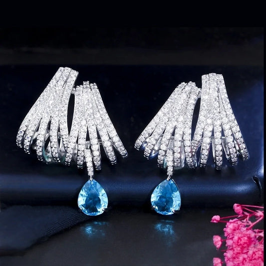 Lumière Drop White Gold Plated Earrings