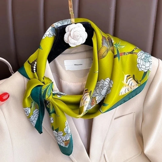Flower Butterfly silk/satin scarf