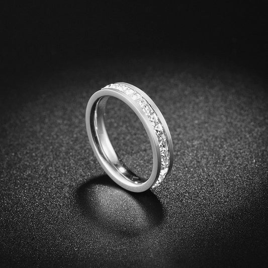 Halo Geometry Single Row Rhinestone Ring
