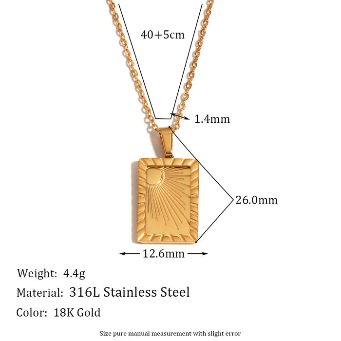 Carved Sun 18K Gold Plated Necklaces
