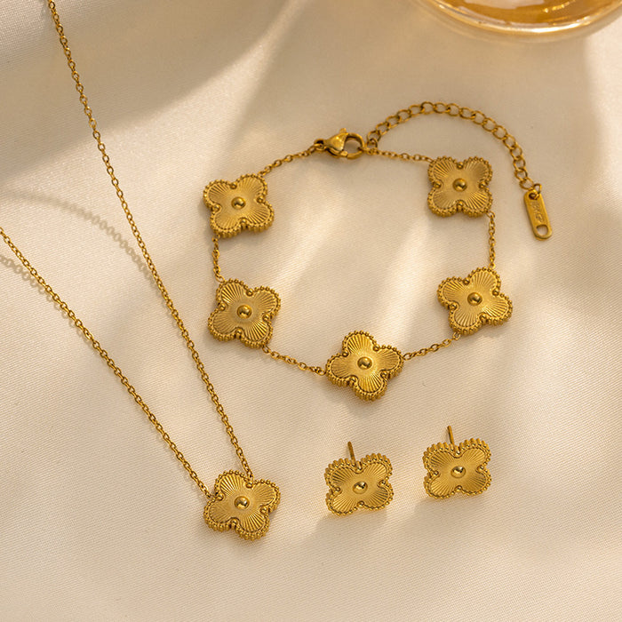 Flower 18K Gold Plated 3 Piece Set