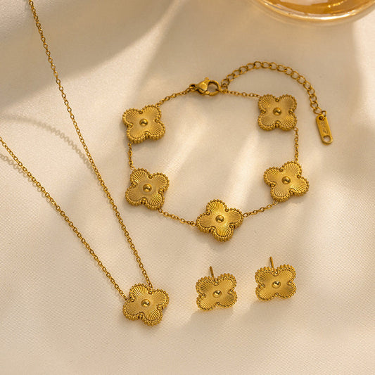 Flower 18K Gold Plated 3 Piece Set