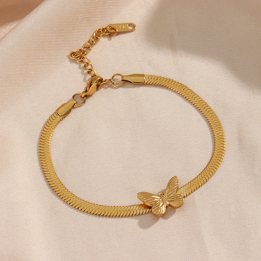 18k Gold Plated butterfly fish bone chain bracelet